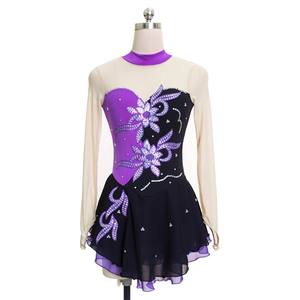 Filles Enfants Strass Maille Splice Figure Patinage Sur <span class=keywords><strong>Glace</strong></span> Gymnastique Robe Salle De Bal Performance Dancewear Costume Groupe D'âge Enfants - Product Image 6