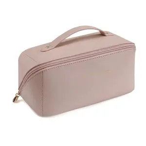 Grande Capacidade Viagem Cosmetic Bag Multifuncional Armazenamento Maquiagem Bag PU Leather Makeup Bag