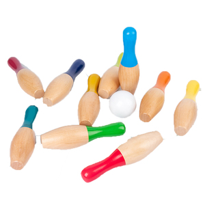 Juego de bolos de patio de madera para familiares y amigos para niños y adultos, bolos y bolas de madera dura para diversión en el patio trasero - Product Image 6