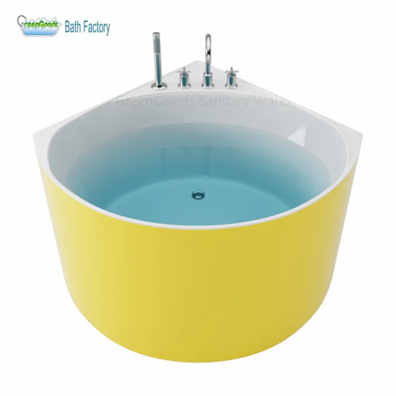 Bestseller Kleines Badezimmer Luxus Freistehend mit End ablauf Acryl Badewanne für Erwachsene Ecke Toilette Badewanne