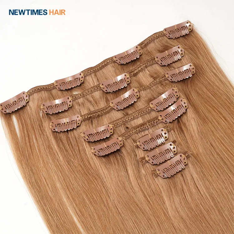 Factory Price Wholesale Double Drawn Virgin Remy Human Hair Extention clip in hair extension