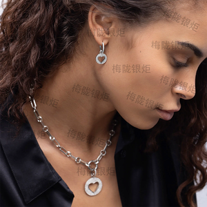 LOZRUNVE Süße 925 Sterling Silber Rhodium Schmuck Offene Herz-Tropfen-Creolen - Product Image 2