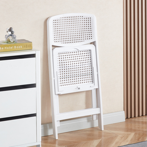 商用级白色塑料树脂折叠椅，承重350磅，坚固耐用，现代设计，方便携带，适合婚礼宴会酒店 - Product Image 3