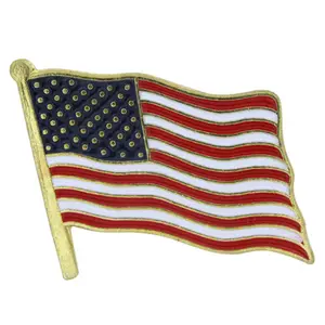Wholesale USA American Flag Solid Metal Flag Lapel Exquisite Gold Toned lapel Pin