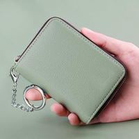 Portefeuille de cartes de crédit, porte-cartes à fermeture éclair pour hommes femmes, blocage RFID, portefeuille porte-clés, taille compacte