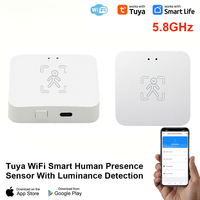 WALE 투야 5.8GHz 밀리미터파 레이더 인체감지 센서 조도 감지 8.4m 거리 Wi-Fi 스마트 앱 지원 ABS CE/ROHS 인증