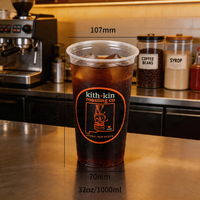 Gobelets en plastique transparent PET de 30 oz et 32 oz avec couvercle, imprimés avec un logo personnalisé, pour bubble tea, smoothie, milkshake, café