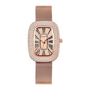Montre à quartz à chiffres romains à la mode et élégante populaire avec des accents de diamant une montre pour femme - Product Image 5