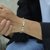 Bracelet chaîne à maillons pour homme en acier inoxydable, avec logo personnalisé, en moissanite, étanche, bijoux de luxe, avec fermoir d'extension réglable