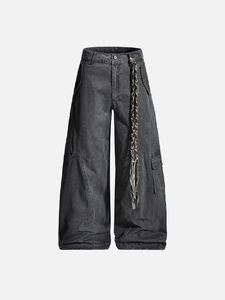High Street Wear Boys & Men's Women's Vintage Medium Wash Mid Waist Straight Cotton Denim <b>Jeans</b> - Product Image 4