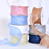 Ribest Fantasy-Cinta de Organza ondulada para envolver regalos, roseta de flores, 10 yardas por rollo