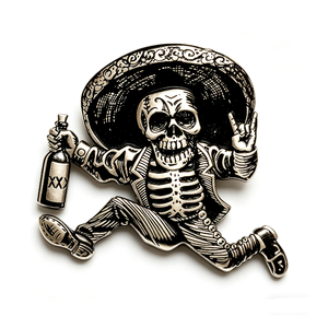 Pin Esmaltado de Metal Vintage con Esqueleto de Mariachi, Chapado en Oro, Insignia 3D, Arte Folclórico Mexicano, Regalo para Fiesta - Product Image 1