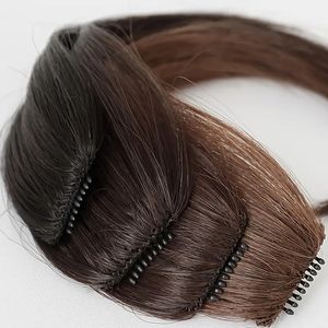 Prix de gros Perruques de cheveux synthétiques pour femmes, avec franges latérales invisibles à clips, effet cheveux humains longs - Product Image 6