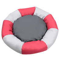 Coussin pour animaux de compagnie Donut Cuddler rouge et bleu, plusieurs tailles, luxe, rond, lavable et durable