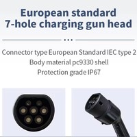Chargeur EV portable Type 2 3,5/7 kW 16A/32A EVSE avec écran LCD, courant réglable, IP54, câble de 5 m, mode 2, chargeur de voiture domestique OEM ODM