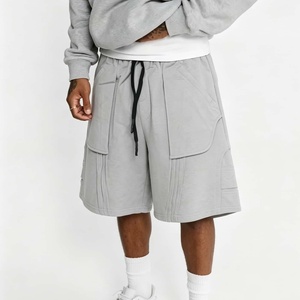 Shorts cargo pour homme, taille mi-haute, avec cordon de serrage, poches cargo, style streetwear décontracté, 100% coton, tricoté - Product Image 4