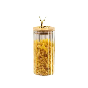 Botol penyimpan kulit rusa, toples kue Natal, penyimpan makanan Nordik rusa kaca besar dengan tutup gandum - Product Image 5