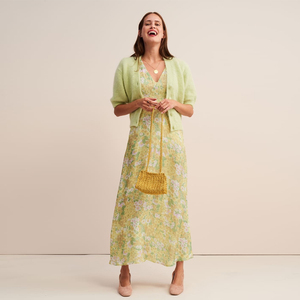 Avocado Green Puff Sleeve Floral Maxi <strong>Dresses</strong> <strong>Summer</strong> Resort Women's v Neck <strong>Shift</strong> <strong>Dress</strong> - Product Image 3