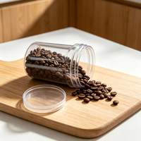 Pot de conservation en plastique PET de qualité alimentaire avec logo personnalisé, à large ouverture, transparent, pour desserts, smoothies, noix, collations, miel