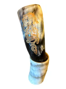 Corne animale de haute qualité d'origine éthique avec design décoratif peint à la main pour boire traditionnellement au prix de gros - Product Image 5