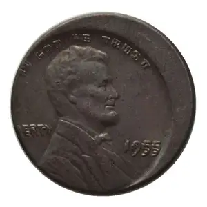 美国小美分偏心错误1955/ 1955VDB林肯便士铜定制金属硬币副本