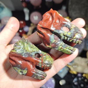 Vente en gros de statues de crânes de dinosaures en pierre de sang de dragon bohème naturelle, sculptures en pierre Feng Shui, artisanat pour la décoration de la maison, cadeau - Product Image 3