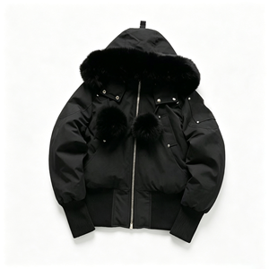 Veste d'hiver courte et ajustée pour femme, style européen, très vendue, en duvet épais et chaud avec fourrure, manteau d'hiver pour femme - Product Image 2