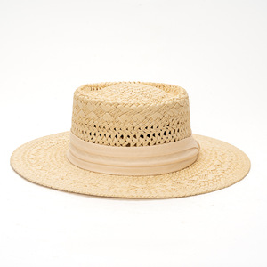 Chapeau de paille <span class=keywords><strong>Panama</strong></span> ajouré tressé à la main pour femme et homme, à bord plat, idéal pour l'extérieur, la plage, la pêche, les vacances, la protection solaire et l'usage quotidien - Product Image 2