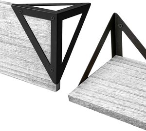 Support mural triangulaire réversible - Cadre de support robuste en <span class=keywords><strong>acier</strong></span> enduit de poudre noire pour étagères modernes - Product Image 2