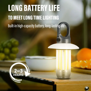 USB ชาร์จไฟได้ โคมไฟ LED สำหรับตั้งแคมป์ สไตล์เรโทร แสงอุ่น ไฟเต็นท์แบบพกพาพร้อมตะขอแขวน โคมไฟฉุกเฉินกันน้ำ - Product Image 3