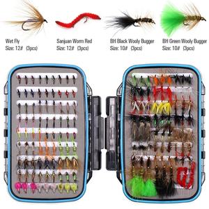 153 pièces de mouches artificielles pour la pêche à la <span class=keywords><strong>truite</strong></span>, y compris des streamers, des larves de moucherons, des buzzers, des nymphes Prince, des mouches sèches et humides, avec boîte à mouches - Product Image 3