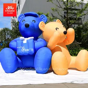 Cartone animato gonfiabile dell'orso blu di attività gigante all'aperto/costumi dell'orsacchiotto giallo/modello gonfiabile dell'orso della peluche per la pubblicità