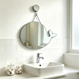 Whale Shaped Acrylic <b>Hanging</b> <b>Mirror</b> 150*200*1.8mm Hardened Shatterproof Nursery <b>Wall</b> <b>Mirror</b> with Rope Custom OEM Wholesale - Product Image 3
