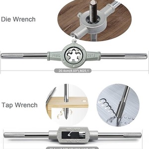 Jeu de tarauds et filières Emagi 12 pièces métriques avec clé à tarauds en acier à roulement à tête en étoile - Product Image 3