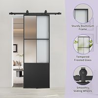 Porte coulissante intérieure imprimée en alliage d'aluminium miroir insonorisé brossé porte coulissante de grange avec système de poulie cadre en verre et métal
