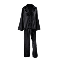 Nouvelle Collection Printemps/Été 2026 – Pyjama Deux Pièces Femme Noir en Satin Luxe Léger, Confortable et Respirant, à Manches Longues et Pantalon