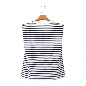 Camiseta sin mangas básica de algodón con cuello redondo y hombreras para mujer al por mayor - Product Image 6