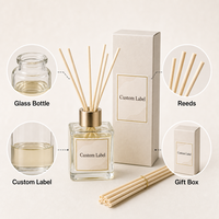 Ensemble diffuseur de parfum en verre personnalisé avec bâtonnets d'huiles essentielles sans plomb, capacité de 50 ml, pour la fragrance d'intérieur
