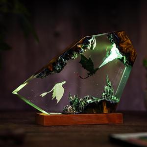 Lampe en résine artisanale Fureur de Nuit, Dragon Anime Sans Dents, Veilleuse en résine époxy et bois, Ornement artistique de bureau - Product Image 4