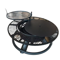 Poêle à bois extérieur moderne - Barbecue, table de cuisson, foyer à thé avec pique-foyer en acier pour usage en cour