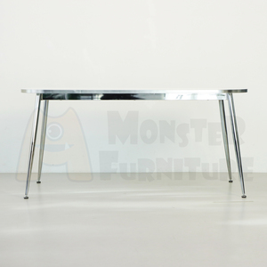 Table à manger Maison Hailey, design moderne et contemporain, surface durable et facile à nettoyer, pieds en chrome de qualité supérieure, acier thermolaqué - Product Image 4