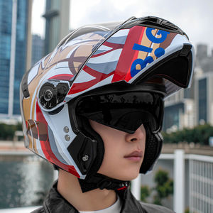 Nouveau <span class=keywords><strong>casque</strong></span> de moto de course intégral léger en ABS certifié Dot pour hommes Design rabattable avec double visière - Product Image 1