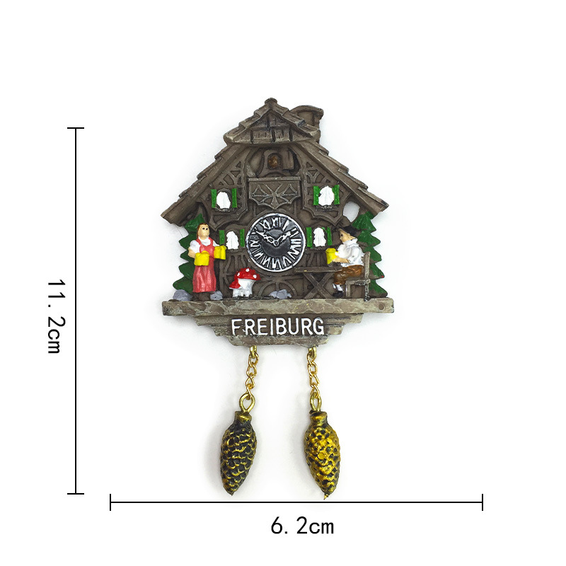 Reloj de cuco de madera, estilo alemán, color amarillo, modelo Freiburg.