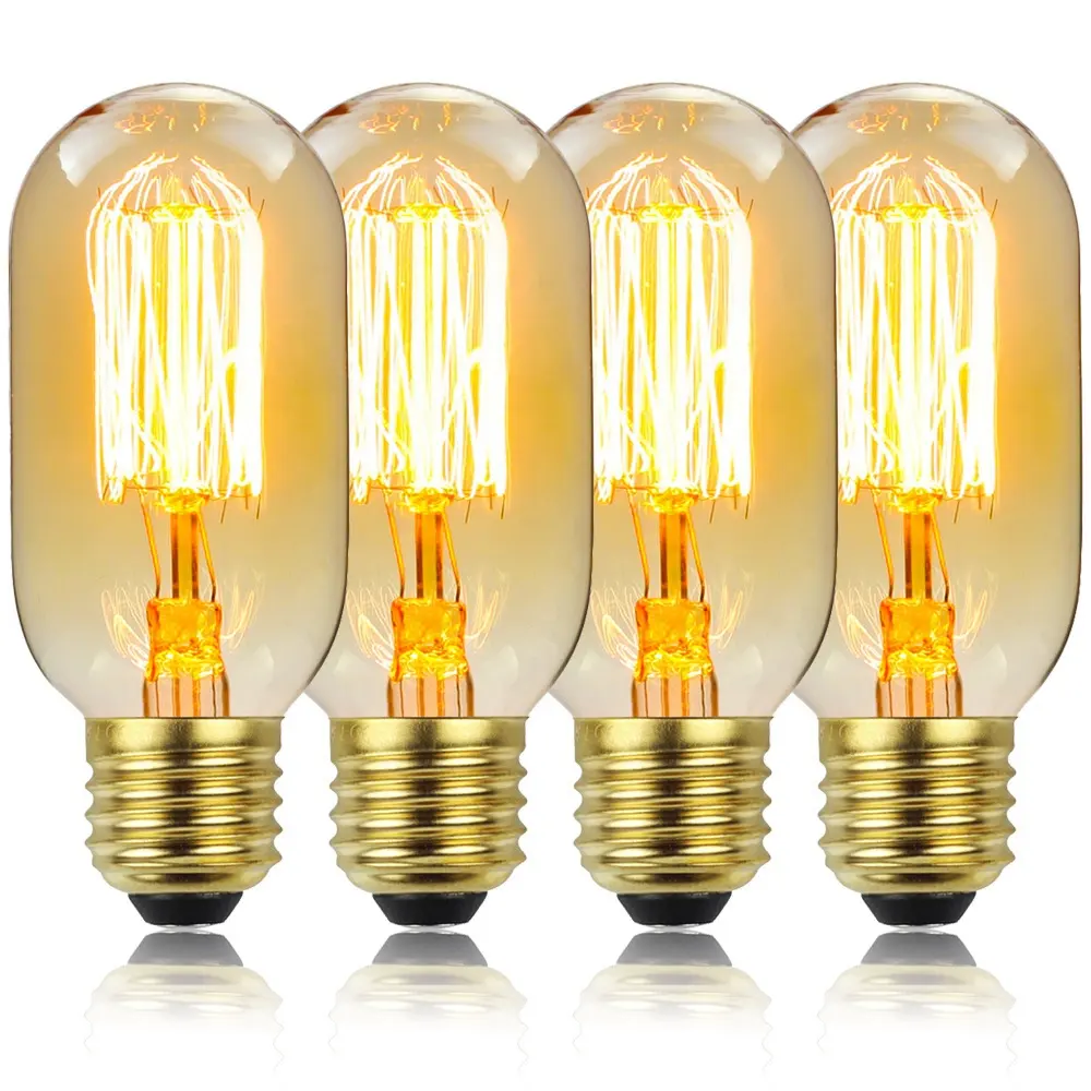 110V 220V Led Retro Lamp 4 Pack E27 Amber Glas Edison Gloeilamp T45 40W Led Kroonluchter lamp Tafel Lampen Woondecoratie