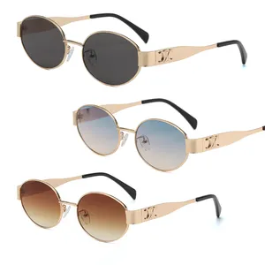 Круглые металлические солнцезащитные очки в стиле ретро для мужчин и женщин, модные солнцезащитные очки с УФ-400, с индивидуальным логотипом, Винтажные Солнцезащитные очки в стиле стимпанк, 2023