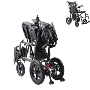 Silla de ruedas eléctrica moderna, fácil de plegar, con patrón de fibra de carbono, batería de 10Ah y motor intercalado de 180W - Product Image 1