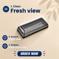 Conteneur en PET pour brownie, tiramisu, dessert, avec couvercle, emballage en blister recyclable, boîte pour boulangerie, pâtisserie, sandwich, sushi