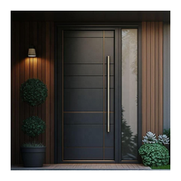Porte d'entrée principale en bois à double vitrage moderne, en aluminium, sécurisée, résidentielle pour villa et maison