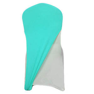 Cover posteriore della sedia ad angolo singolo all'ingrosso per matrimonio personalizzato solido puro con per banchetti Plain tinto <span class=keywords><strong>Tiffany</strong></span> - Product Image 2