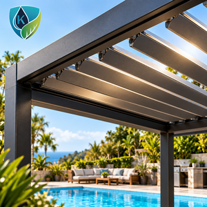 <span class=keywords><strong>Abri</strong></span> <span class=keywords><strong>de</strong></span> cuisine extérieur élégant avec toit bioclimatique, persiennes imperméables, taille personnalisée, pergola <span class=keywords><strong>de</strong></span> luxe <span class=keywords><strong>pour</strong></span> terrasse <span class=keywords><strong>de</strong></span> resort et piscine - Product Image 4